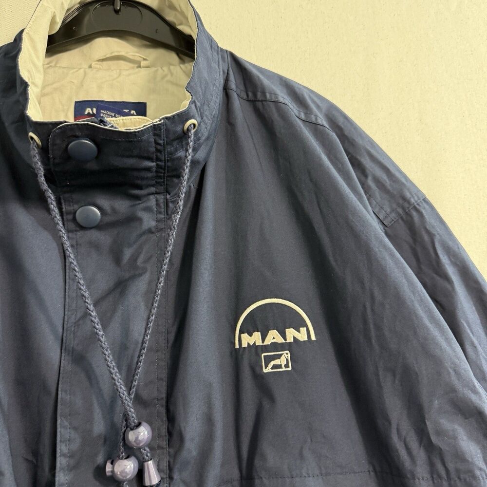Vintage MAN Truck & Bus Augusta Windbreaker Jacket Men’s L Navy Trucker - Picture 4 of 8
